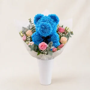 Bouquet ours bleu Bouquet ours bleu (couleurs aux choix)
