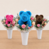 Roses eternelles Bouquet ours bleu (couleurs aux choix)