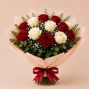 Bouquet de roses rouges et blanches Bouquet de roses rouges et blanches