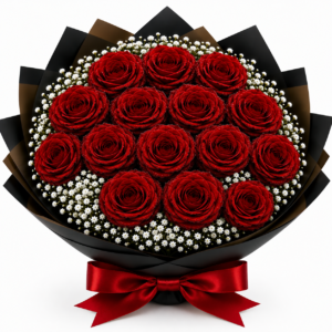 Cœur en roses éternelles (15 roses)
