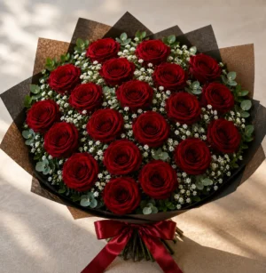 Cœur en roses éternelles (20 roses)